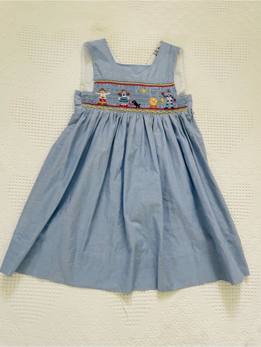 Vintage Wizard of Oz Embroidered Smocked Dress Toddler Girl 3T Orient Expressed